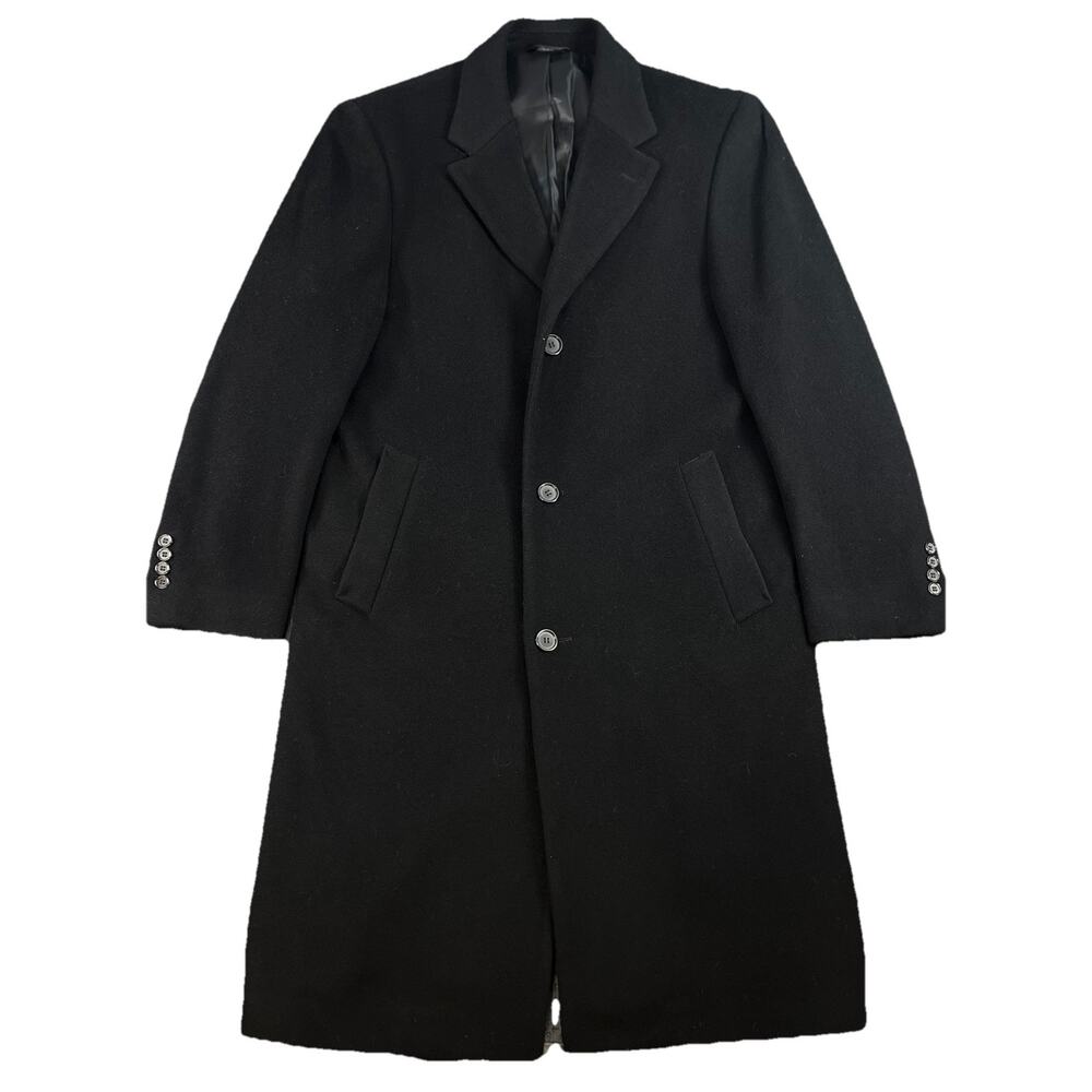 Weatherproof Men’s Wool Cashmere Blend Long Black Overcoat Coat 45” Large